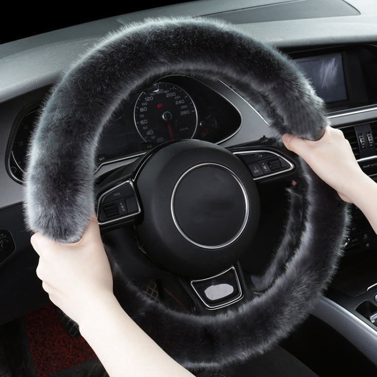 38cm Car Steering Wheel Winter Warm Short Plush Cover(D-type Gray) - Steering Wheel Accessories by PMC TechLife | Online Shopping South Africa | PMC TechLife | Buy Now Pay Later Mobicred