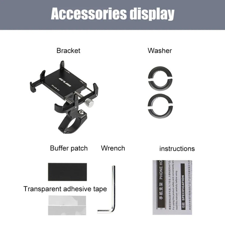 GUB PLUS21 Bicycle Mobile Phone Holder Motorcycle 360 Degree Rotating Mount For 22.2-31.8mm Tube Diameter(Black) - Holders by GUB | Online Shopping South Africa | PMC TechLife | Buy Now Pay Later Mobicred