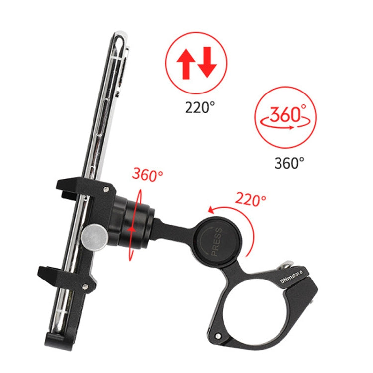 GUB PLUS21 Bicycle Mobile Phone Holder Motorcycle 360 Degree Rotating Mount For 22.2-31.8mm Tube Diameter(Black) - Holders by GUB | Online Shopping South Africa | PMC TechLife | Buy Now Pay Later Mobicred