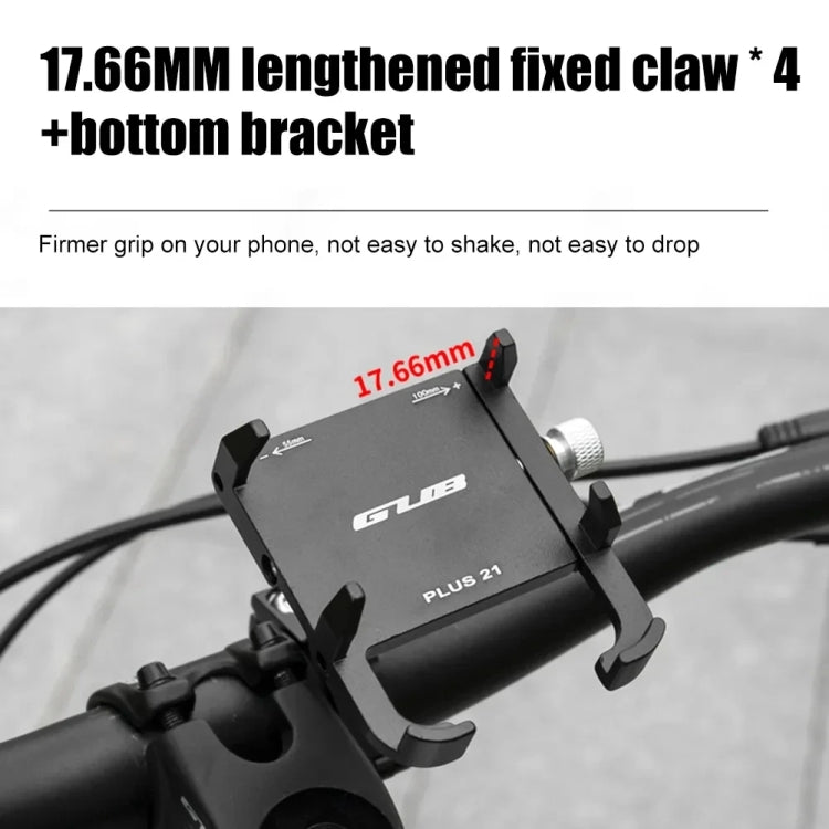GUB PLUS21 Bicycle Mobile Phone Holder Motorcycle 360 Degree Rotating Mount For 22.2-31.8mm Tube Diameter(Black) - Holders by GUB | Online Shopping South Africa | PMC TechLife | Buy Now Pay Later Mobicred