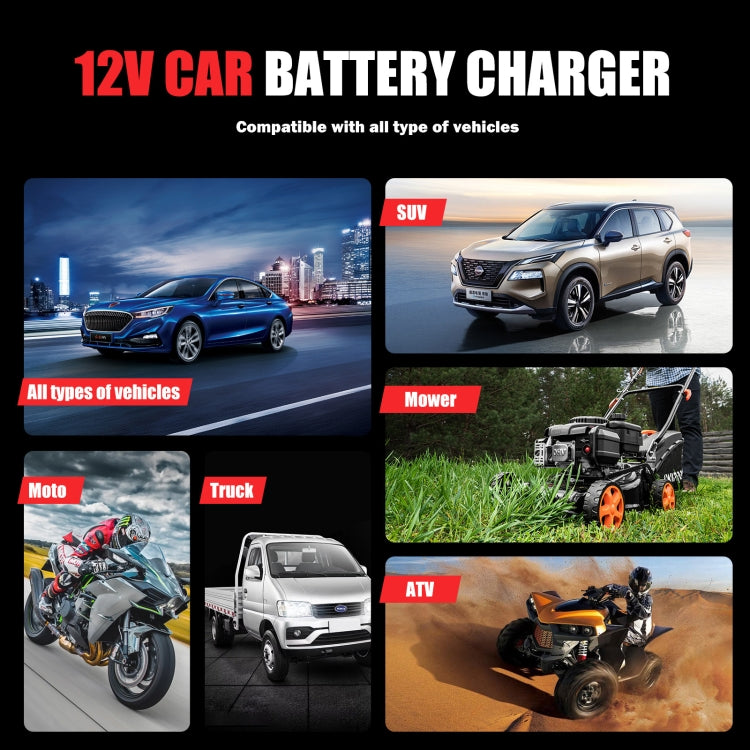 FOXSUR 12V8A SUV Car Motorcycle Intelligent Repair Type Lead-acid Battery Charger(UK Plug) - Battery Charger by FOXSUR | Online Shopping South Africa | PMC TechLife | Buy Now Pay Later Mobicred