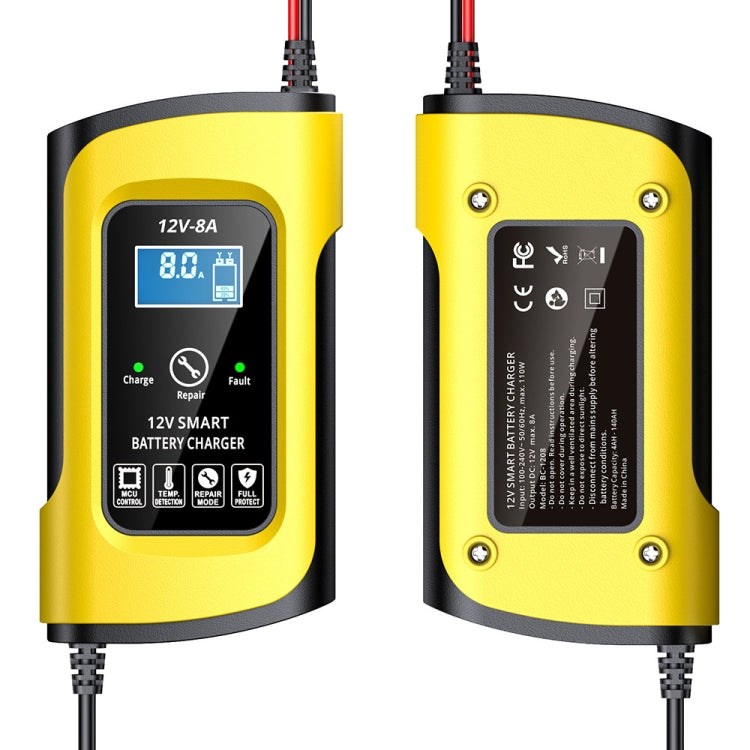 FOXSUR 12V8A SUV Car Motorcycle Intelligent Repair Type Lead-acid Battery Charger(UK Plug) - Battery Charger by FOXSUR | Online Shopping South Africa | PMC TechLife | Buy Now Pay Later Mobicred