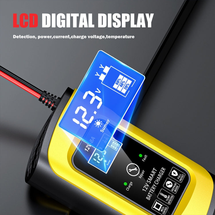 FOXSUR 12V8A SUV Car Motorcycle Intelligent Repair Type Lead-acid Battery Charger(UK Plug) - Battery Charger by FOXSUR | Online Shopping South Africa | PMC TechLife | Buy Now Pay Later Mobicred