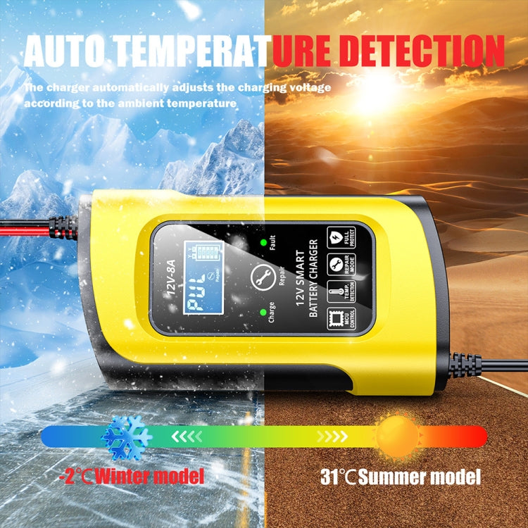 FOXSUR 12V8A SUV Car Motorcycle Intelligent Repair Type Lead-acid Battery Charger(UK Plug) - Battery Charger by FOXSUR | Online Shopping South Africa | PMC TechLife | Buy Now Pay Later Mobicred