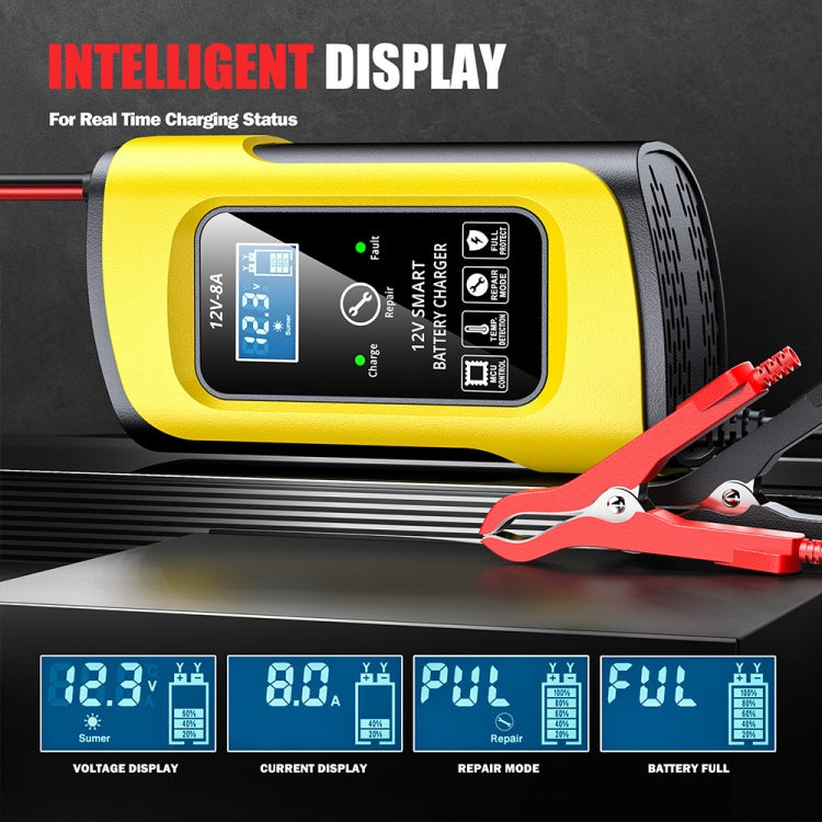 FOXSUR 12V8A SUV Car Motorcycle Intelligent Repair Type Lead-acid Battery Charger(US Plug) - Battery Charger by FOXSUR | Online Shopping South Africa | PMC TechLife | Buy Now Pay Later Mobicred