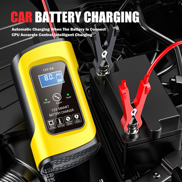 FOXSUR 12V8A SUV Car Motorcycle Intelligent Repair Type Lead-acid Battery Charger(UK Plug) - Battery Charger by FOXSUR | Online Shopping South Africa | PMC TechLife | Buy Now Pay Later Mobicred