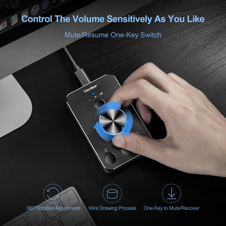 Vaydeer JP2011 USB Computer Volume Adjustment Controller Desktop Multimedia Rotary Button(Type-C) - free shipping - PMC TechLife - Order now!