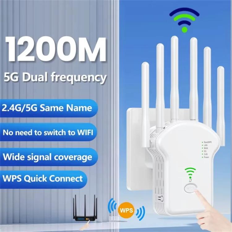 Urant U13 1200Mbps 2.4G/5G Dual Band WiFi Repeater Signal Amplifier EU Plug Black - Broadband Amplifiers by Urant | Online Shopping South Africa | PMC TechLife | Buy Now Pay Later Mobicred
