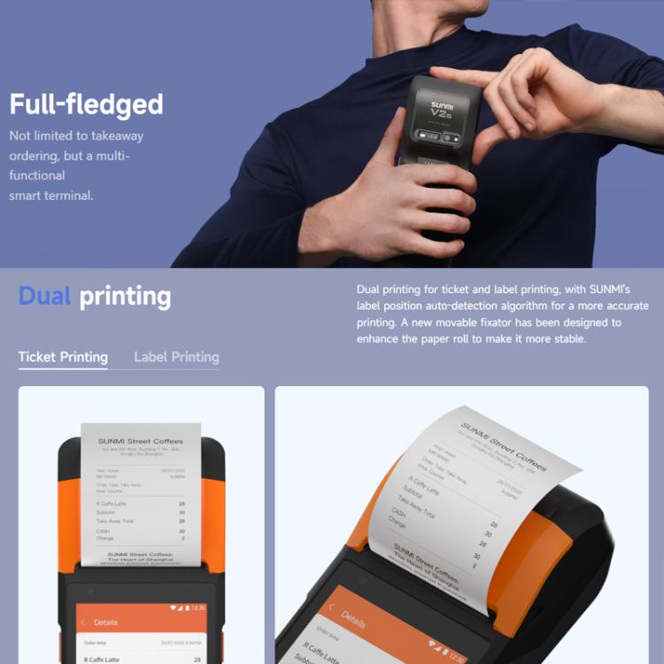 SUNMI V2s Scanning Label Printing Cash Register, Spec: Scanner 2+16G(EU Plug) - free shipping - PMc TechLife - Order now!