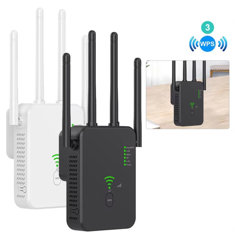Urant U10 300Mbps 2.4G Wireless Repeater WiFi Signal Amplifier With 4 Antennas US Plug Black - Broadband Amplifiers by Urant | Online Shopping South Africa | PMC TechLife | Buy Now Pay Later Mobicred