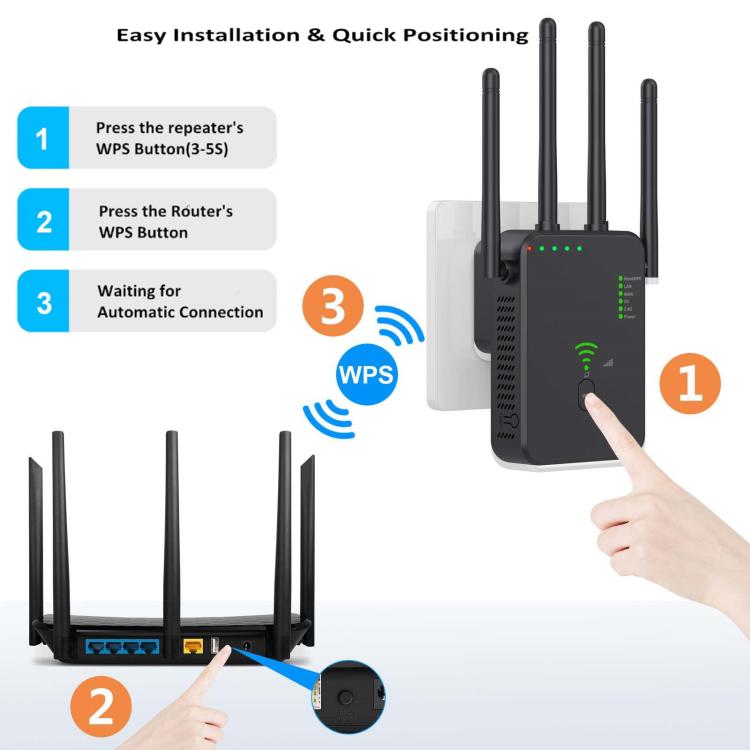 Urant U10 300Mbps 2.4G Wireless Repeater WiFi Signal Amplifier With 4 Antennas UK Plug Black - free shipping - PMC TechLife - Order now!