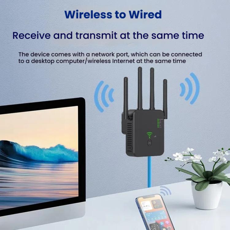 Urant U10 300Mbps 2.4G Wireless Repeater WiFi Signal Amplifier With 4 Antennas US Plug White - Broadband Amplifiers by Urant | Online Shopping South Africa | PMC TechLife | Buy Now Pay Later Mobicred