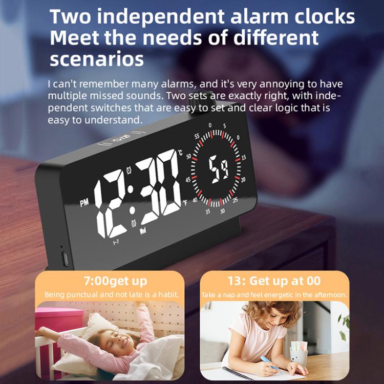 Multi-Functional LED Screen Mirror Charging Alarm Clock Reminder Visual Timer(Black) - Alarm Clocks by PMc TechLife | Online Shopping South Africa | PMc TechLife | Buy Now Pay Later Mobicred