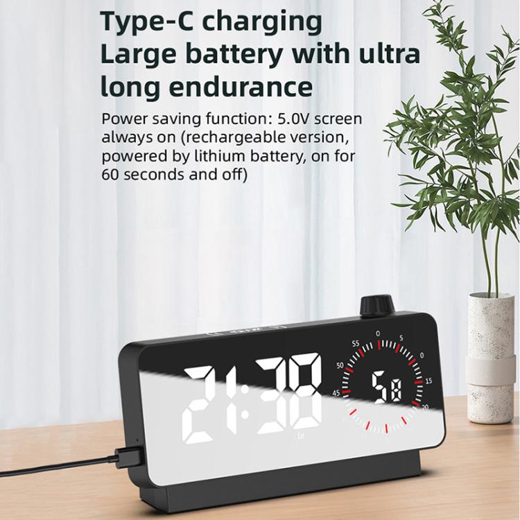 Multi-Functional LED Screen Mirror Charging Alarm Clock Reminder Visual Timer(Black) - Alarm Clocks by PMc TechLife | Online Shopping South Africa | PMc TechLife | Buy Now Pay Later Mobicred