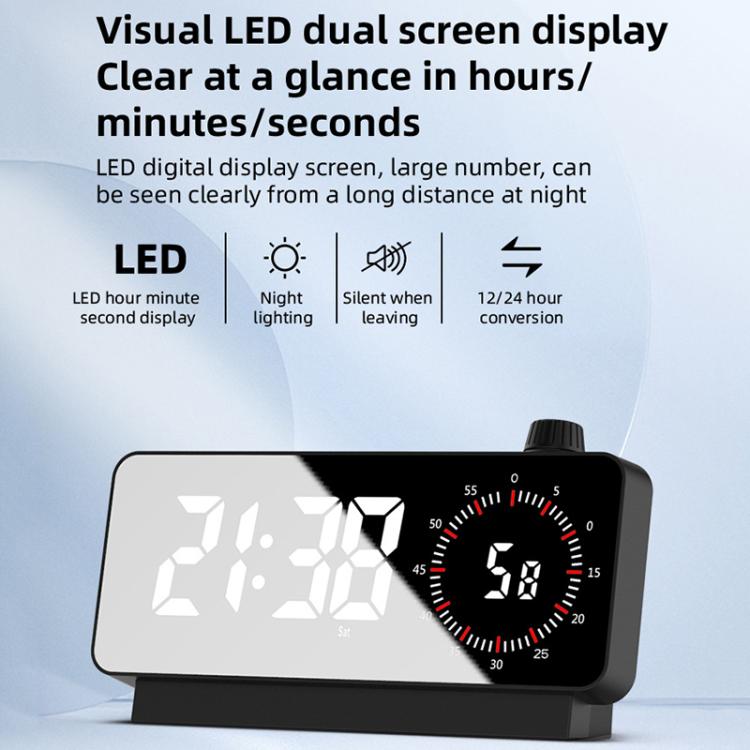 Multi-Functional LED Screen Mirror Charging Alarm Clock Reminder Visual Timer(Black) - Alarm Clocks by PMc TechLife | Online Shopping South Africa | PMc TechLife | Buy Now Pay Later Mobicred