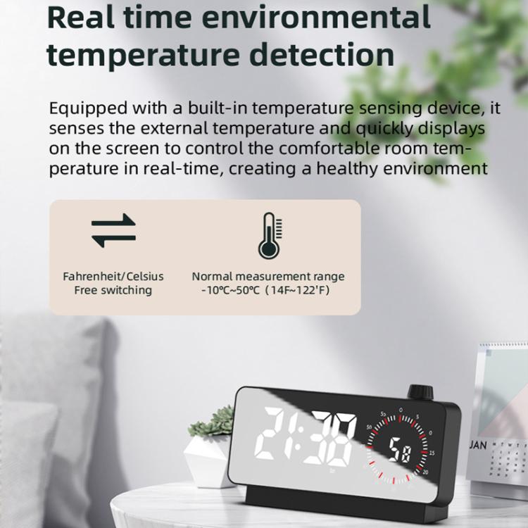 Multi-Functional LED Screen Mirror Charging Alarm Clock Reminder Visual Timer(Black) - Alarm Clocks by PMc TechLife | Online Shopping South Africa | PMc TechLife | Buy Now Pay Later Mobicred