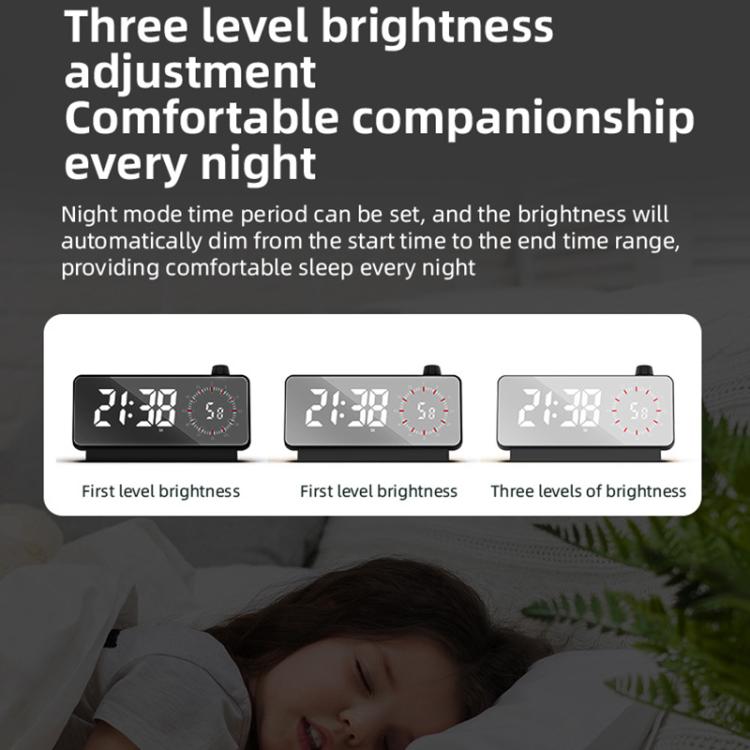 Multi-Functional LED Screen Mirror Charging Alarm Clock Reminder Visual Timer(Black) - Alarm Clocks by PMc TechLife | Online Shopping South Africa | PMc TechLife | Buy Now Pay Later Mobicred