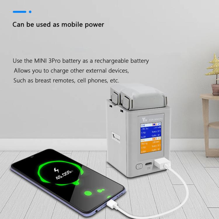 For DJI Mini 4 Pro / Mini 3 Pro / Mini 3 YX Color Screen Dual-way Charger Battery Manager  With 65W US Plug - free shipping - PMC TechLife - Order now!