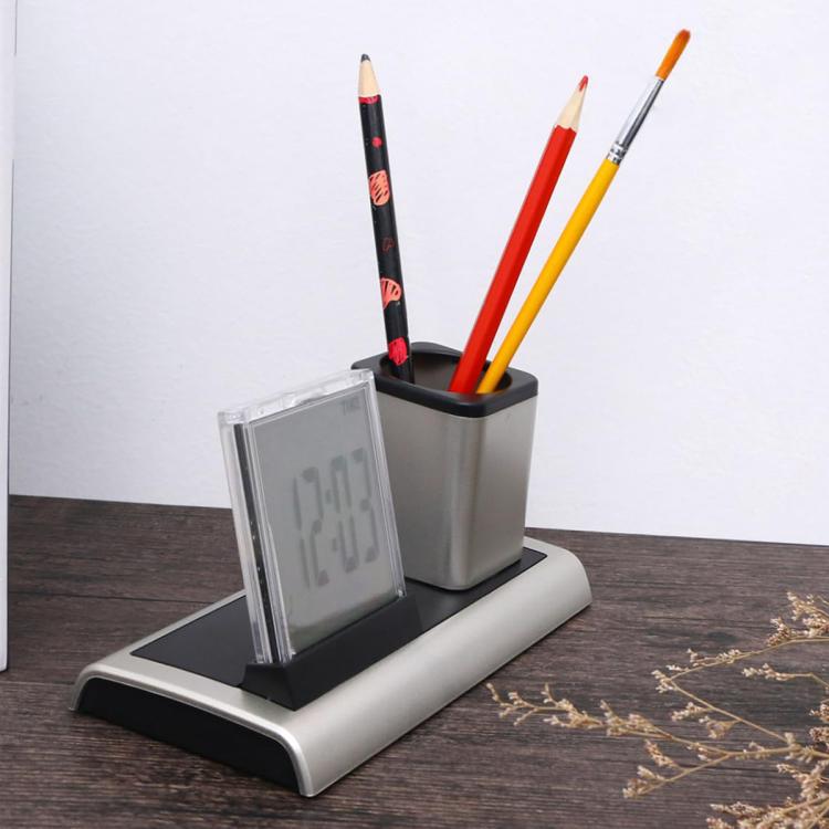 288A Multifunctional Colorful Calendar / Temperature Display LED Alarm Clock With Pen Holder(Silver) - Alarm Clocks by PMc TechLife | Online Shopping South Africa | PMc TechLife | Buy Now Pay Later Mobicred
