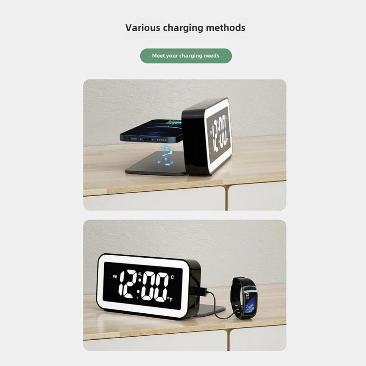 S281A LED Atmosphere Light Calendar / Temperature Display Clock With Wireless Charging Function(Black) - Alarm Clocks by PMc TechLife | Online Shopping South Africa | PMc TechLife | Buy Now Pay Later Mobicred