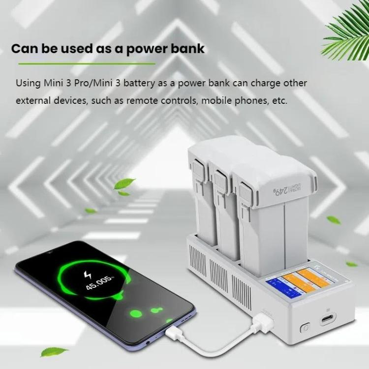 For DJI Mini 4 Pro / Mini 3 Pro / Mini 3 YX Color Screen 3-Way Charger Battery Manager With 65W US Plug - free shipping - PMC TechLife - Order now!