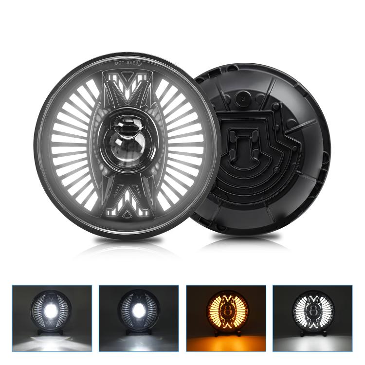 7 Inch Round Lens With Tangent Fan-Shaped Angel Eye Headlights(H4) - free shipping - PMc TechLife - Order now!