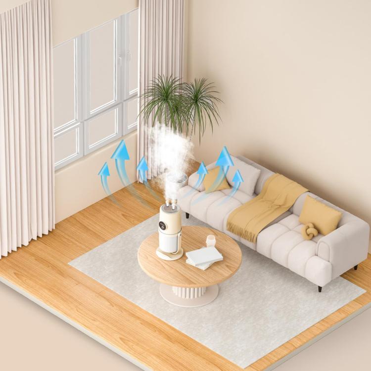 Desktop Dual Port Humidifier Portable Mini Air Purifier With Nightlight, Color: Beige+Base - free shipping - PMC TechLife - Order now!