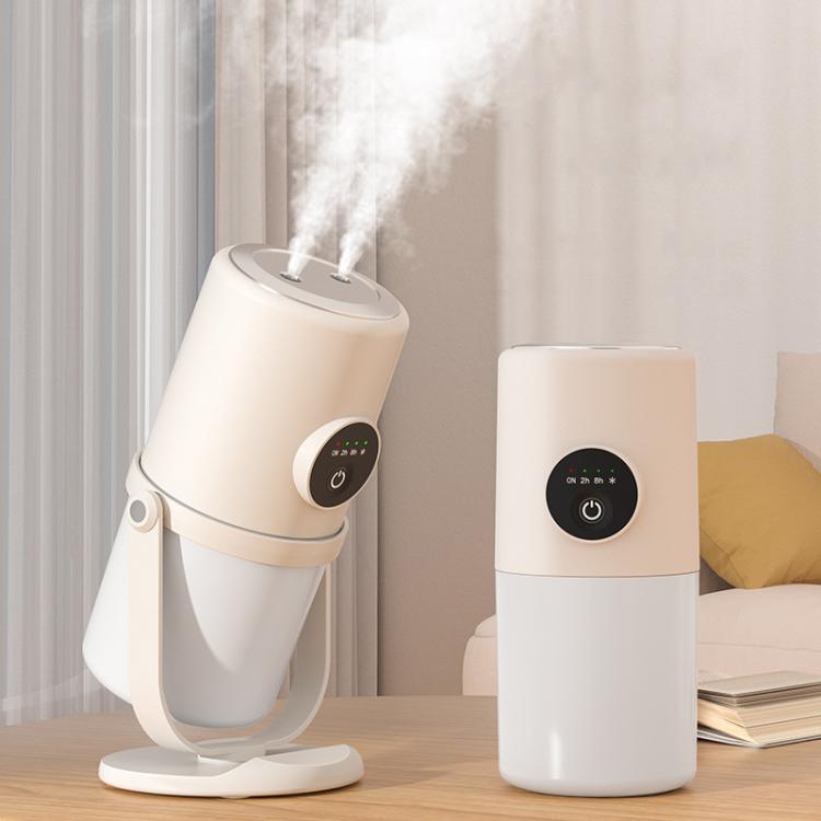Desktop Dual Port Humidifier Portable Mini Air Purifier With Nightlight, Color: Beige+Base - free shipping - PMC TechLife - Order now!