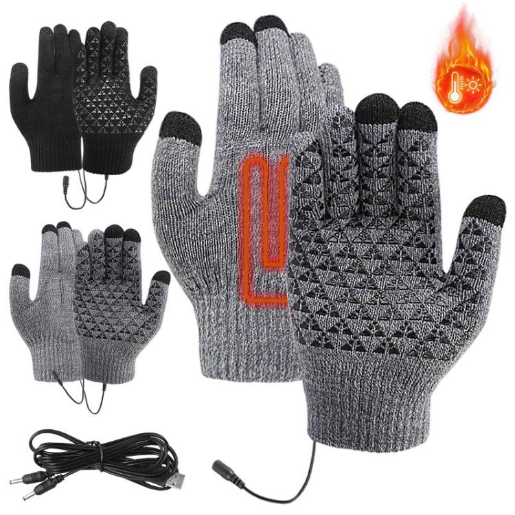 USB Heating Electric Warm Gloves Students Internet Writing Game Thickened Full Finger Knitted Heated Gloves, Size: Uniform(Gray) - Safety Gloves by PMC TechLife | Online Shopping South Africa | PMC TechLife | Buy Now Pay Later Mobicred