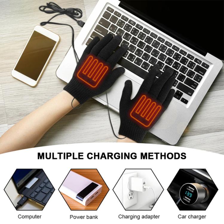 USB Heating Electric Warm Gloves Students Internet Writing Game Thickened Full Finger Knitted Heated Gloves, Size: Uniform(Black) - Safety Gloves by PMC TechLife | Online Shopping South Africa | PMC TechLife | Buy Now Pay Later Mobicred