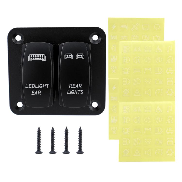 Blue Light Laser Engraved Panel Combination Switch For Car Boat, Specifications: 2-digit Panel - free shipping - PMC TechLife - Order now!