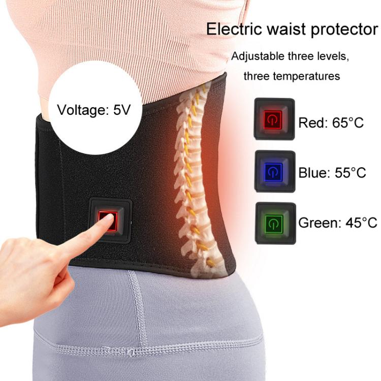 USB Electric Heating Warming Anti-cold Waist Protector Adjustable Sport Support Heat Pad Therapy Waist Belt, Size: Uniform(Black) - free shipping - PMC TechLife - Order now!