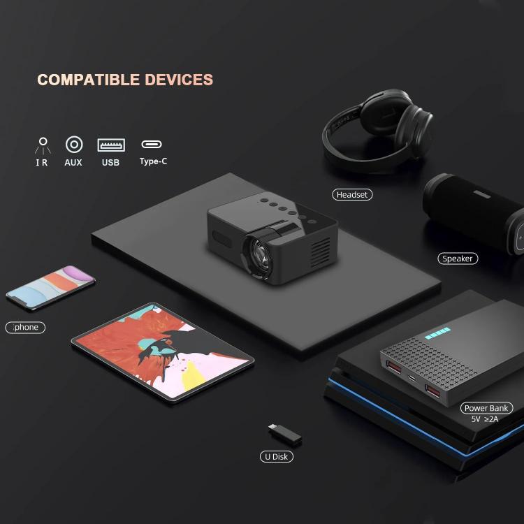 YT100 Suppor 1080P Mini Portable Projector WiFi Wireless Mirroring For IOS Android Smartphone(Black) - Mini Projector by PMC TechLife | Online Shopping South Africa | PMC TechLife | Buy Now Pay Later Mobicred