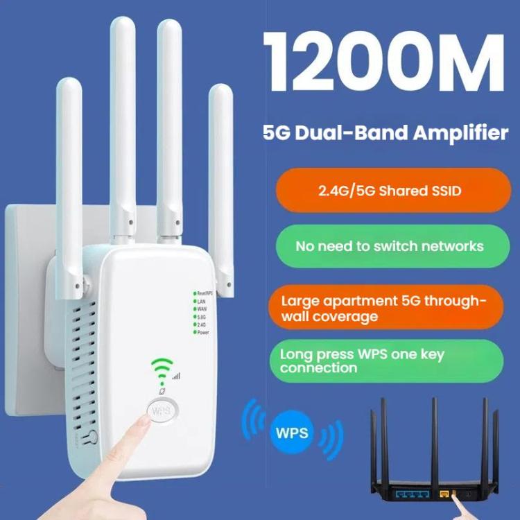 Urant U11 1200Mbps 2.4G&5.8G Wireless Repeater WiFi Signal Amplifier Support WPS Quick Setting US Plug White - free shipping - PMC TechLife - Order now!
