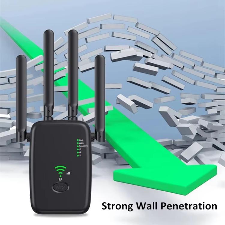 Urant U11 1200Mbps 2.4G&5.8G Wireless Repeater WiFi Signal Amplifier Support WPS Quick Setting EU Plug Black - free shipping - PMC TechLife - Order now!