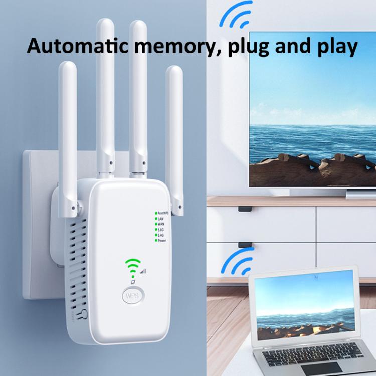 Urant U11 1200Mbps 2.4G&5.8G Wireless Repeater WiFi Signal Amplifier Support WPS Quick Setting EU Plug White - free shipping - PMC TechLife - Order now!