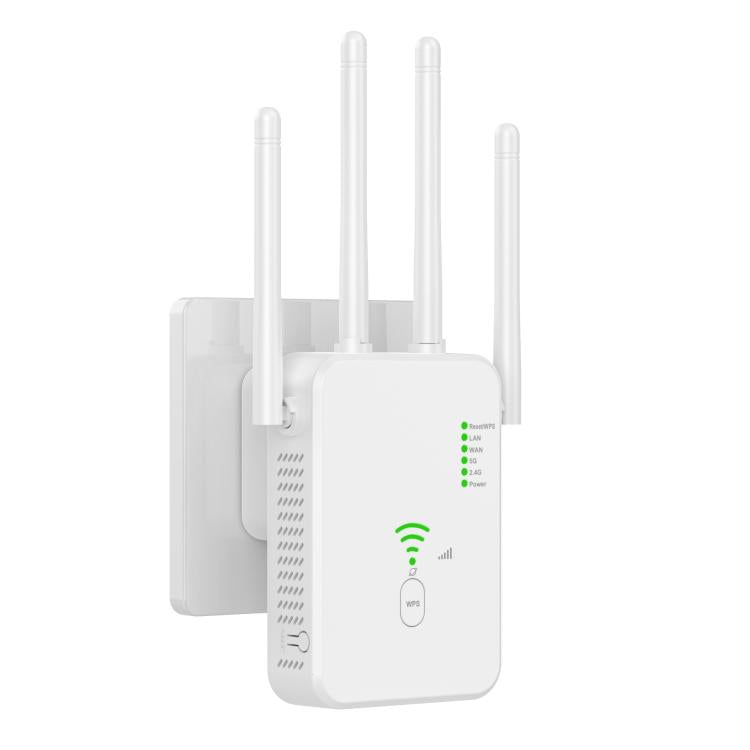 Urant U10 1200Mbps 2.4G & 5.8G Wireless Repeater WiFi Signal Amplifier With 4 Antenna UK Plug White - Broadband Amplifiers by Urant | Online Shopping South Africa | PMC TechLife | Buy Now Pay Later Mobicred