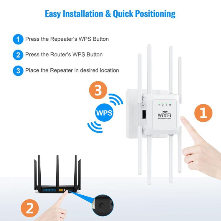 U18 300Mbps 2.4G Wireless Repeater WiFi Signal Amplifier With 8 Antennas EU Plug Black - Broadband Amplifiers by PMC TechLife | Online Shopping South Africa | PMC TechLife | Buy Now Pay Later Mobicred