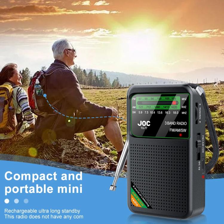 JOC TG-77 Mini FM / AM / SW Portable Full-Band Full-Channel Radio(Gold) - Radio Player by JOC | Online Shopping South Africa | PMC TechLife | Buy Now Pay Later Mobicred