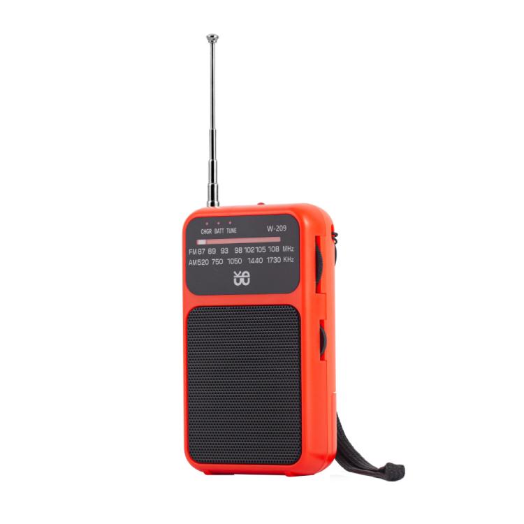 W-209 Mini Portable Rechargeable / Battery Dual-mode Powered Pointer FM Radio with Flashlight(Red) - Radio Player by PMC TechLife | Online Shopping South Africa | PMC TechLife | Buy Now Pay Later Mobicred