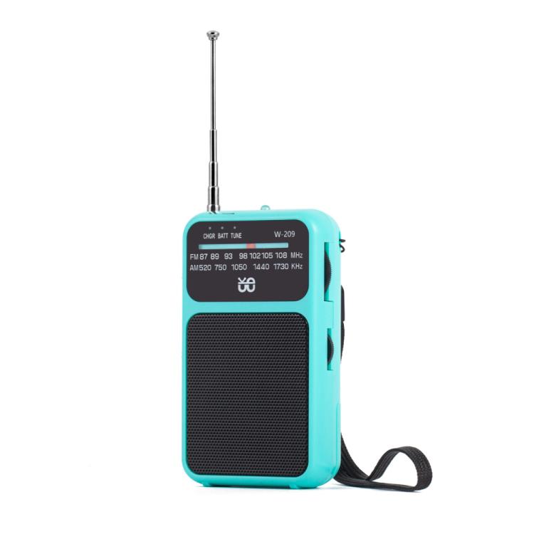 W-209 Mini Portable Rechargeable / Battery Dual-mode Powered Pointer FM Radio with Flashlight(Blue) - Radio Player by PMC TechLife | Online Shopping South Africa | PMC TechLife | Buy Now Pay Later Mobicred