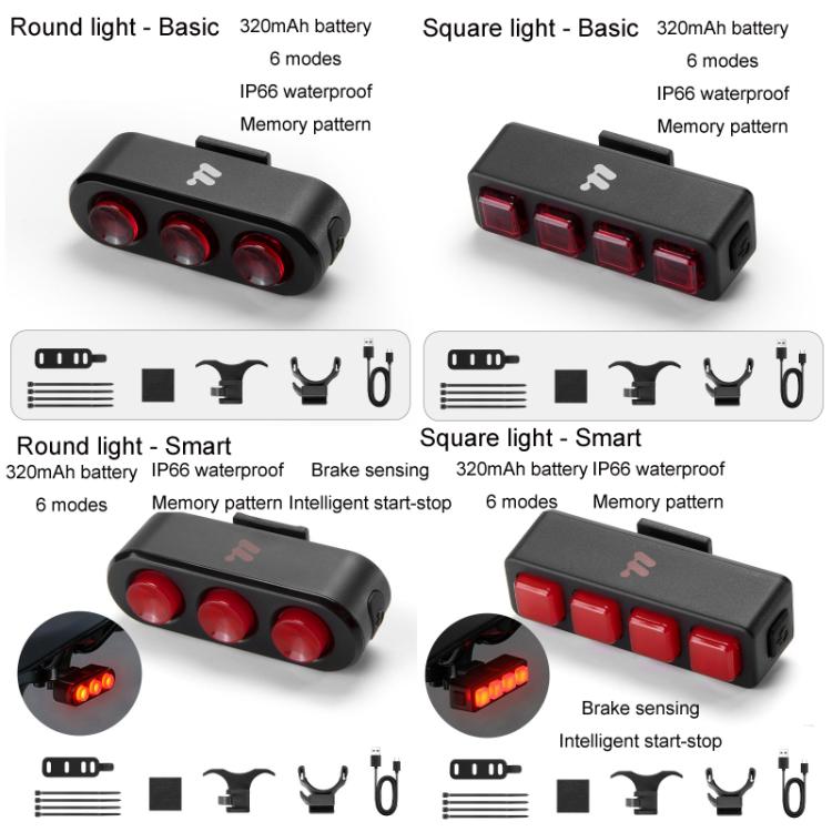 WEST BIKING Bicycle Night Riding Long Endurance Warning Brake Taillight, Style: Round Light Basic - Taillights by WEST BIKING | Online Shopping South Africa | PMC TechLife | Buy Now Pay Later Mobicred