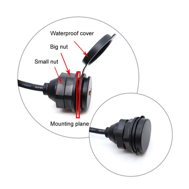 2m USB3.0+HDMI Car Waterproof Cable Motorcycle Boat Dashboard Extension Wire(Black) - DIY Cables by PMc TechLife | Online Shopping South Africa | PMc TechLife | Buy Now Pay Later Mobicred