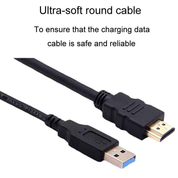 2m USB3.0+HDMI Car Waterproof Cable Motorcycle Boat Dashboard Extension Wire(Black) - DIY Cables by PMc TechLife | Online Shopping South Africa | PMc TechLife | Buy Now Pay Later Mobicred