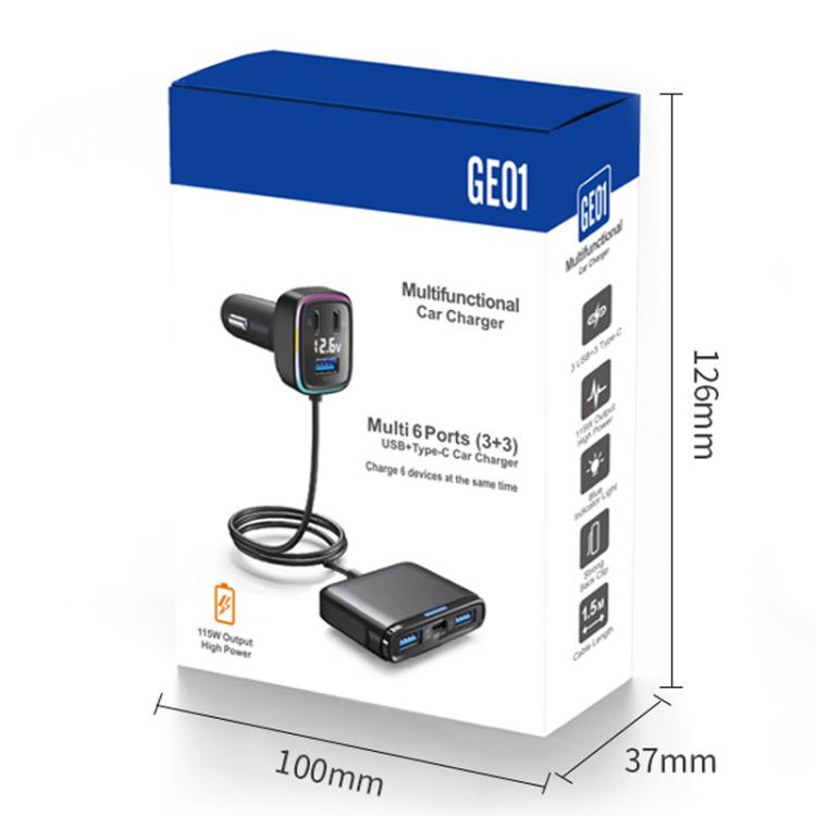 GE01 Powerful Output Colorful Ambient Lights Car Quick Charger - Car Charger by PMc TechLife | Online Shopping South Africa | PMc TechLife | Buy Now Pay Later Mobicred