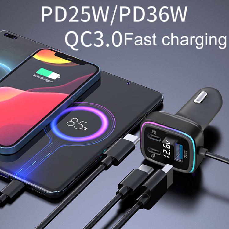 GE01 Powerful Output Colorful Ambient Lights Car Quick Charger - Car Charger by PMc TechLife | Online Shopping South Africa | PMc TechLife | Buy Now Pay Later Mobicred