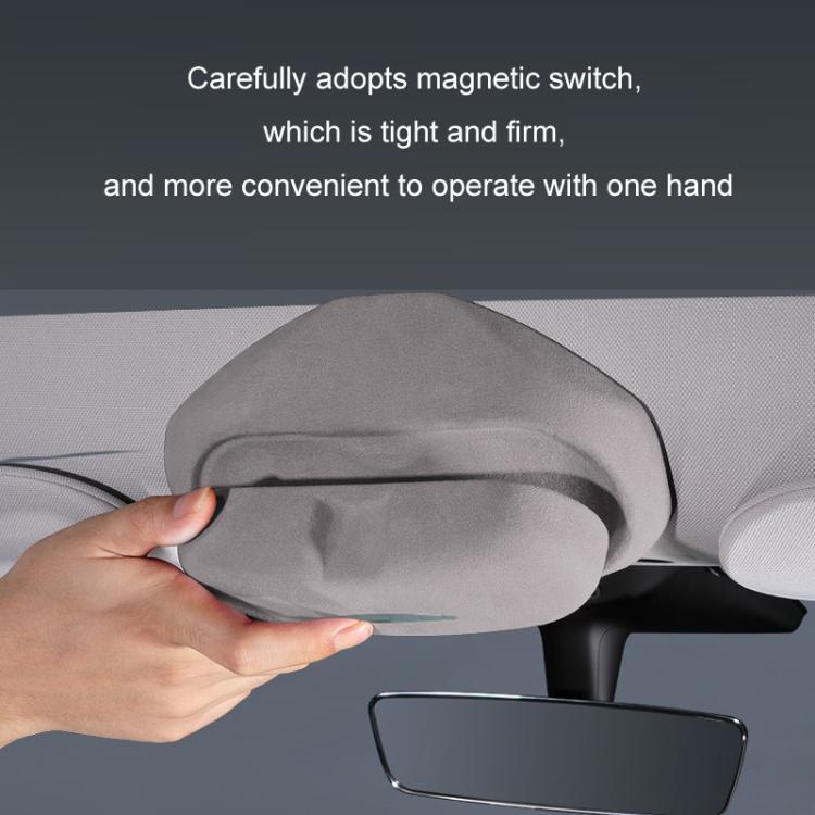For Tesla Suede Leather Glasses Storage Box, Model: Model Y Beige - Sunglasses & Glasses Clips by PMc TechLife | Online Shopping South Africa | PMc TechLife | Buy Now Pay Later Mobicred
