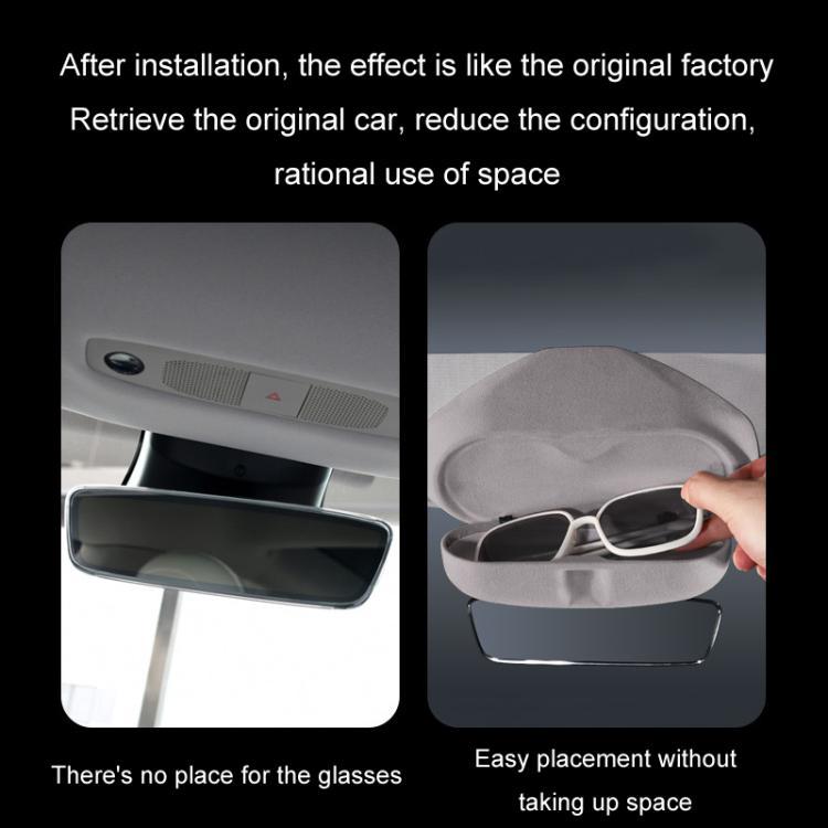For Tesla Suede Leather Glasses Storage Box, Model: 2024 Model 3 Black - Sunglasses & Glasses Clips by PMc TechLife | Online Shopping South Africa | PMc TechLife | Buy Now Pay Later Mobicred