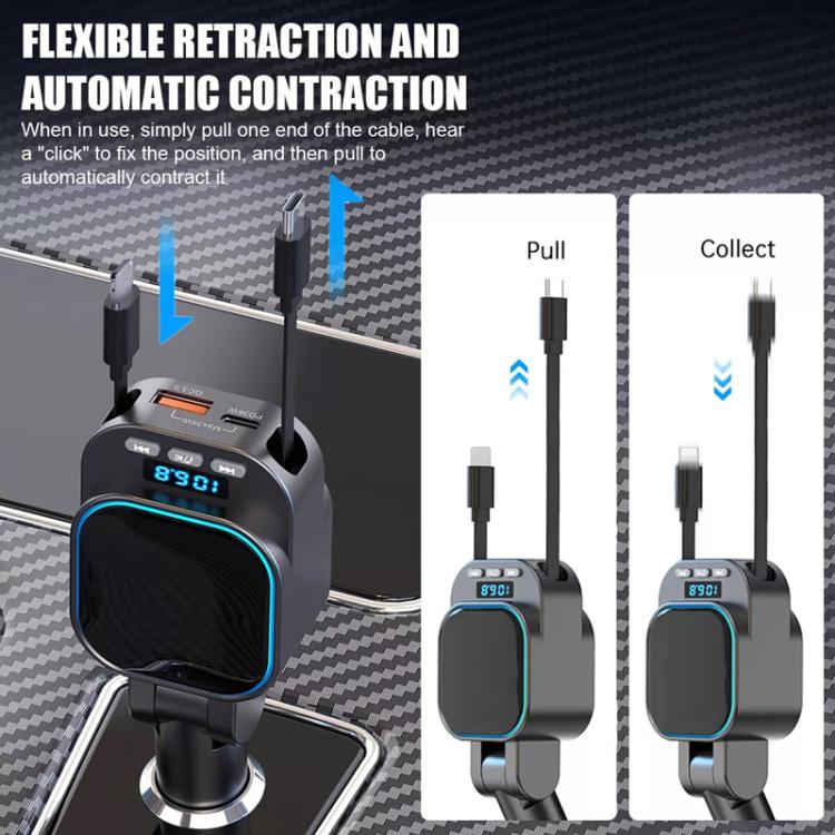BC97 Dual Retractable Cable Car Charger Automobile Bluetooth MP3 Player - Car Charger by PMc TechLife | Online Shopping South Africa | PMc TechLife | Buy Now Pay Later Mobicred