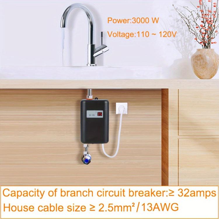 3000W Small Tankless Electric Water Heater For Kitchen Bathroom EU Plug(Gold) - free shipping - PMC TechLife - Order now!